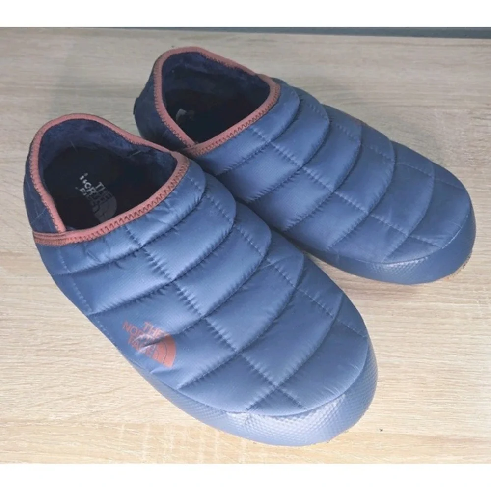 The North Face Thermoball Traction Mule Slippers Blue Insulated Camp Shoes Mens‎